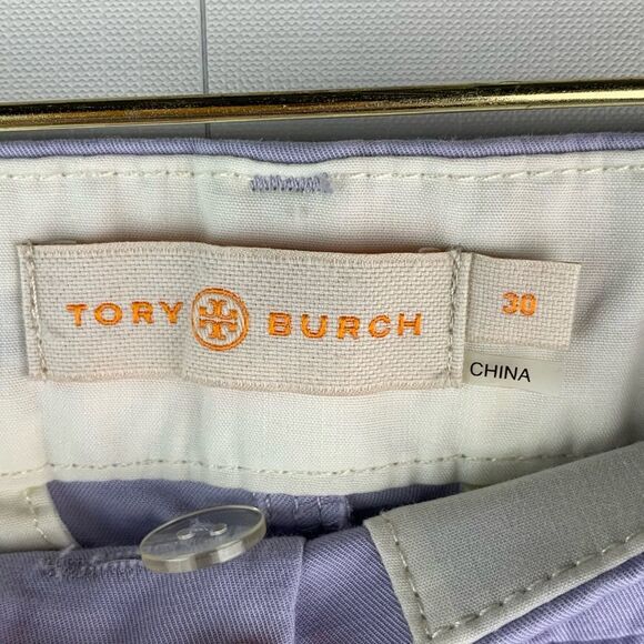 Tory Burch Purple Cotton Embroidered Hem Detail Straight Fit Pants Size 30 - Picture 7 of 8